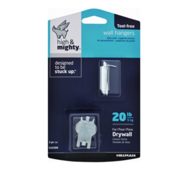 Hillman® 515300 High & Mighty Wall Hanging Hooks, 20 Lbs, 2-Piece Online Sale - Image 2