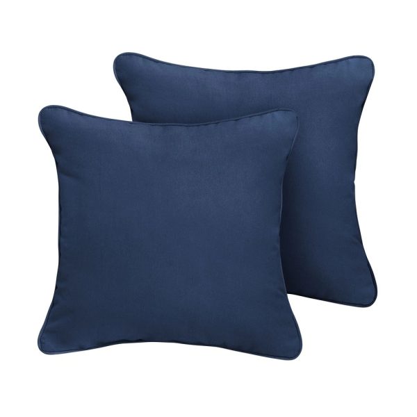 Sunbrella Canvas Navy Corded Indoor  Outdoor Pillow Set (Set of 2) - 18 in x 18 in 2996AH on Sale - Image 2