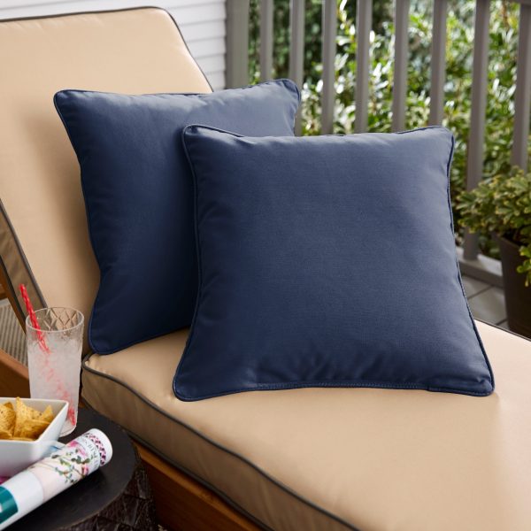 Sunbrella Canvas Navy Corded Indoor  Outdoor Pillow Set (Set of 2) - 18 in x 18 in 2996AH on Sale
