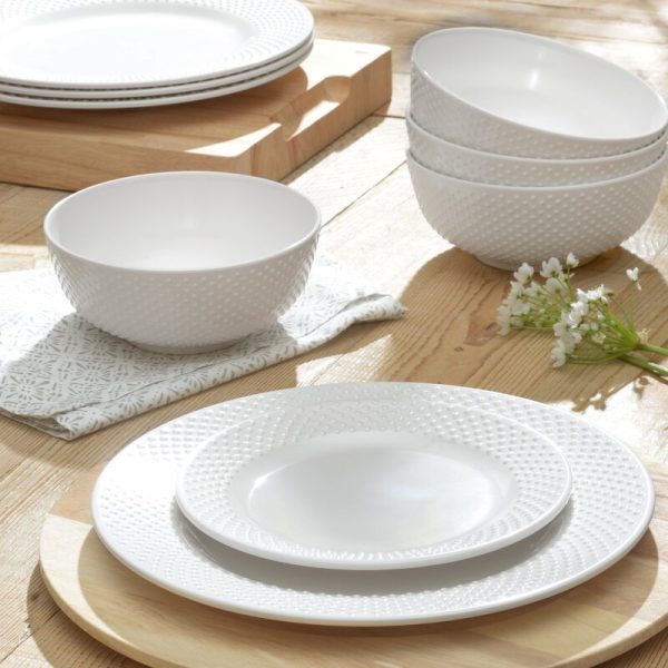 Solid Swiss Dots 12 Piece Melamine Dinnerware Set, Service for 4 (Part number: 3938WH797A7J02) (Set of 12) OG177 on Sale