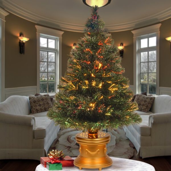 5  H Fiber Optic Green Realistic Artificial PVC Pine Christmas Tree with Fiber Optic Color Changing Combination Lights, OG516 For Sale