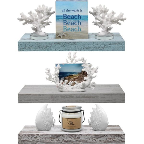 Blue Gray White Maguire 3 Piece Floating Shelf OG492 (2 boxes) on Sale - Image 3