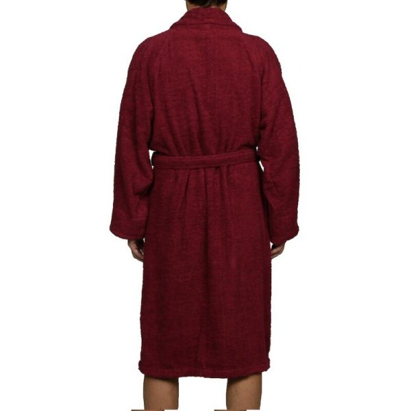 Medium Burgundy West Oak Lane 100% Cotton Terry Cloth Bathrobe With Pockets MRM GL3457 on Sale - Image 3