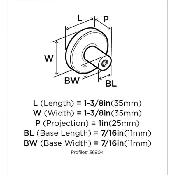 Versa 1 3 8  Diameter Round Knob (Set of 10) 2890AH Hot on Sale - Image 3