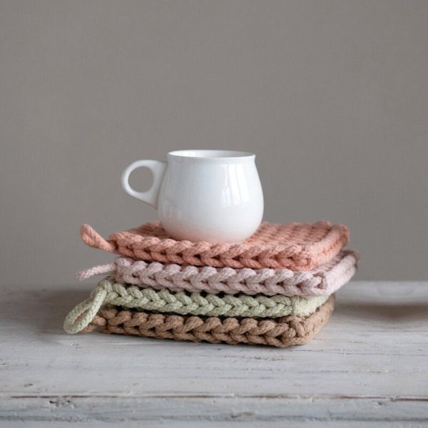 Creative Co-Op 4 Piece Potholder Set (Set of 4) 3347AH GL Online Hot Sale