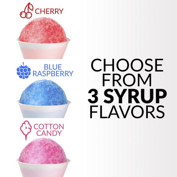 Nostalgia Premium Snow Cone Syrup Party Kit, 20 Snow Cones, 20 Spoons Straws, Blue Raspberry, Cherry, Cotton Candy 6445RR Cheap - Image 3