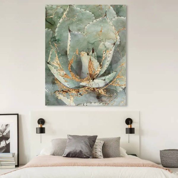 Oliver Gal  Golden Succulent  Floral and Botanical Wall Art Canvas Print - Green, Gold, 3150AH For Discount
