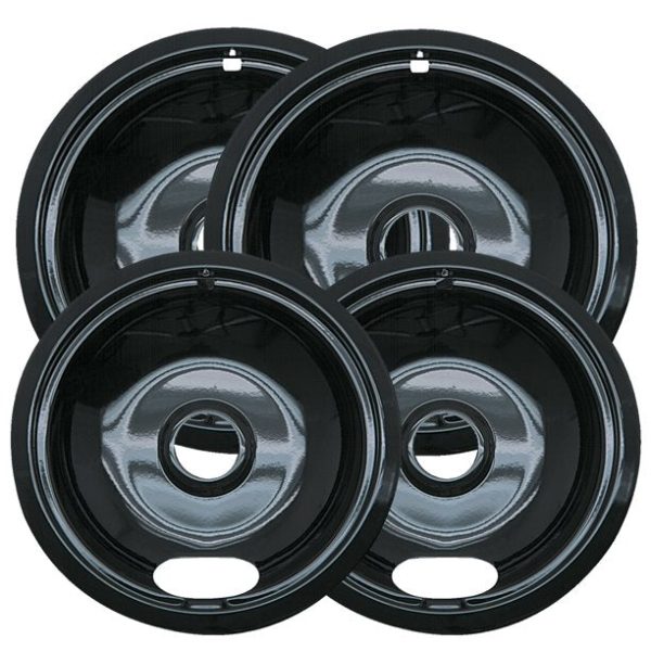 Range Kleen Style A 4-Pack Heavy Duty Black Porcelain Drip Bowls MRM3629 Online now