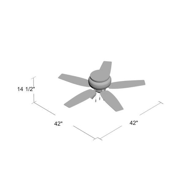 42   Newsome 5 - Blade Flush Mount Ceiling Fan with Pull Chain and Light Kit Included 6792RR Online now - Image 3