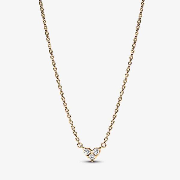 PANDORA : Triple Stone Heart Collier Necklace - 14k Gold-plated Online now